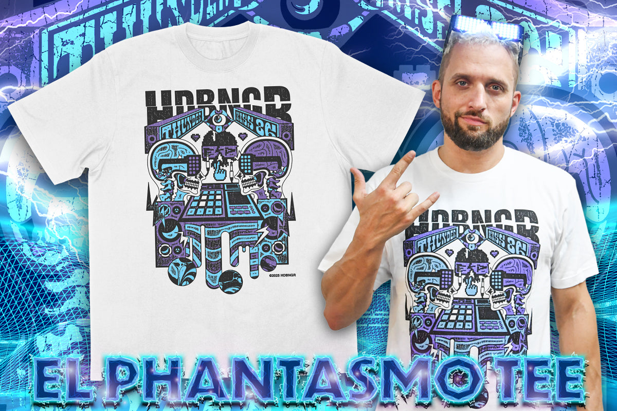 エル・ファンタズモ「HDBNGR」イラストTシャツ(ホワイト)