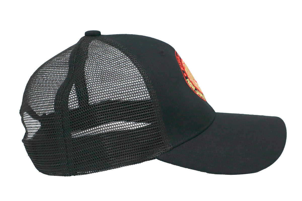 ライオンマーク メッシュキャップ(2025・ブラック×レッド×ゴールド)