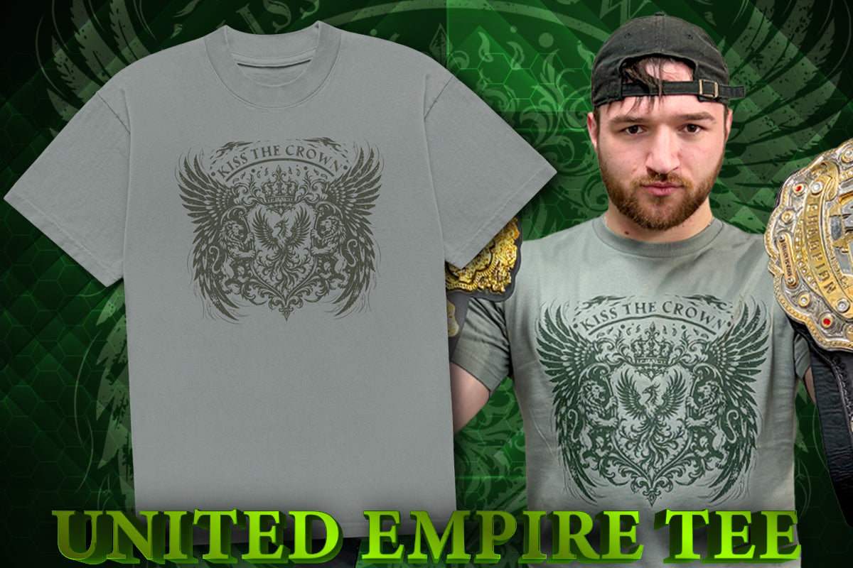 UNITED EMPIRE「KISS THE CROWN」Tシャツ(モスグレー)
