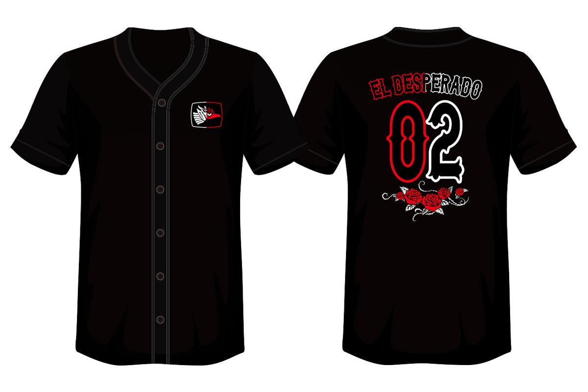 エル・デスペラード ベースボールシャツ(ブラック×ホワイト×レッド)