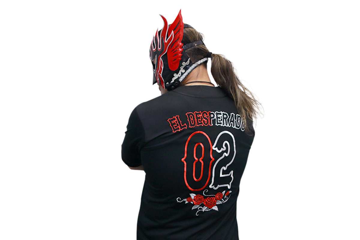 エル・デスペラード ベースボールシャツ(ブラック×ホワイト×レッド)