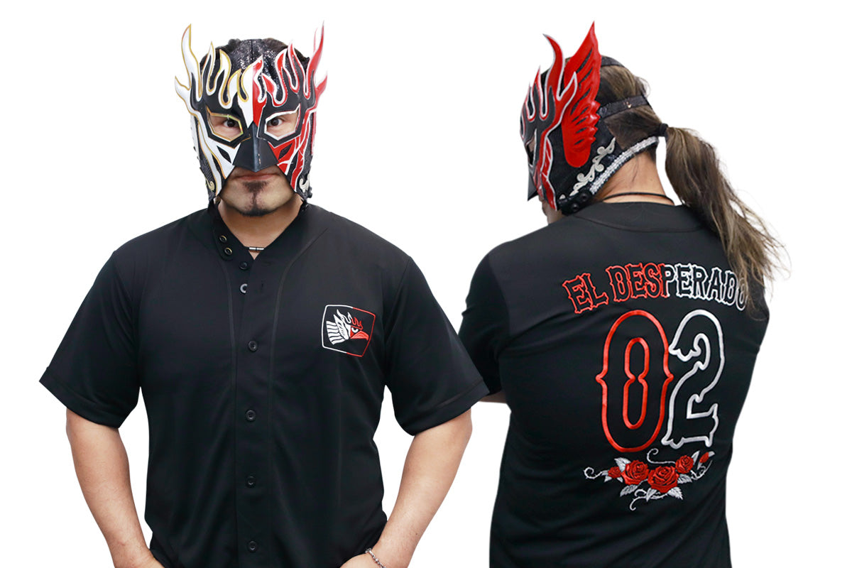エル・デスペラード ベースボールシャツ(ブラック×ホワイト×レッド)