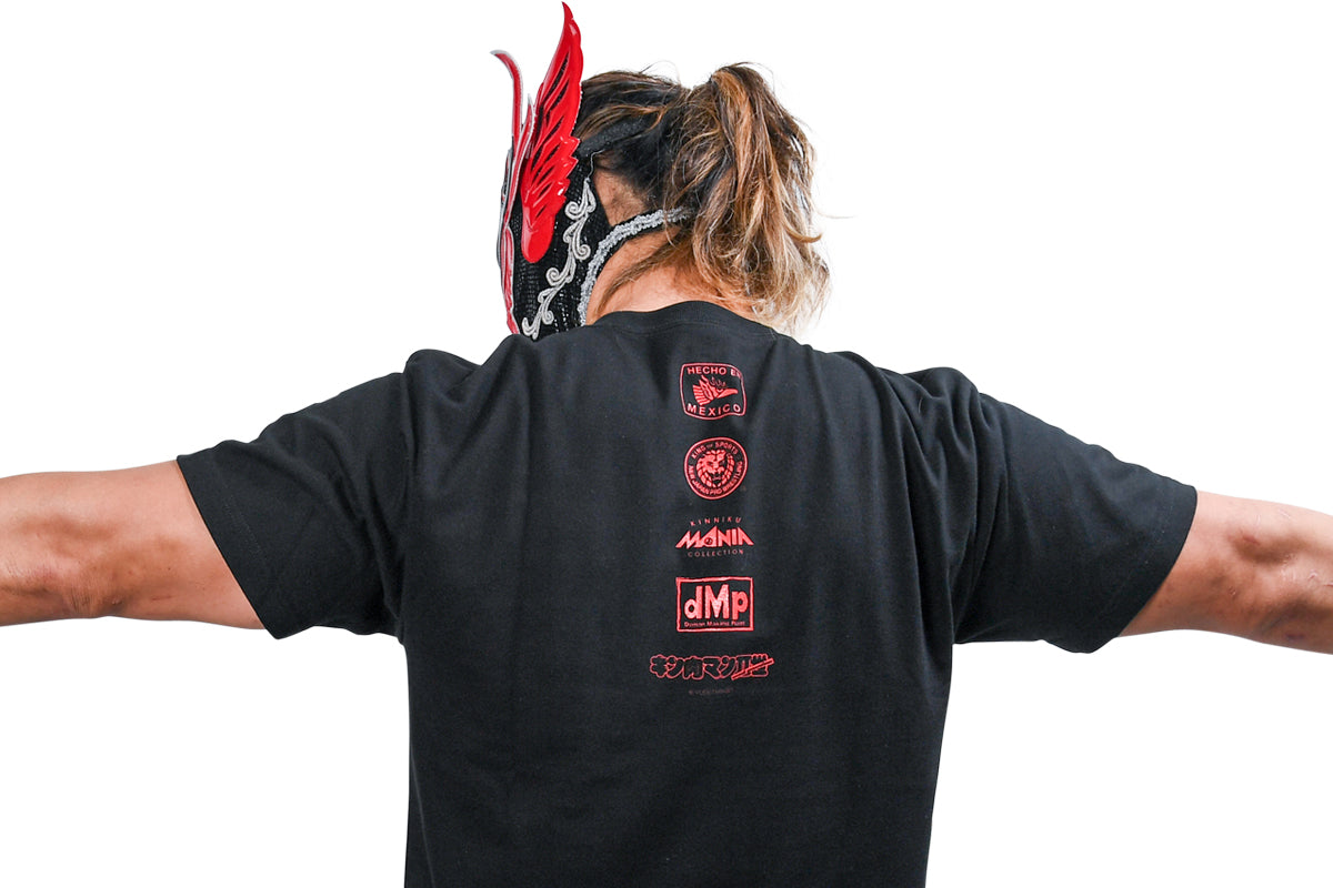 キン肉マンⅡ世コラボ エル・デスペラード×d.M.p Tシャツ(ブラック×レッド)