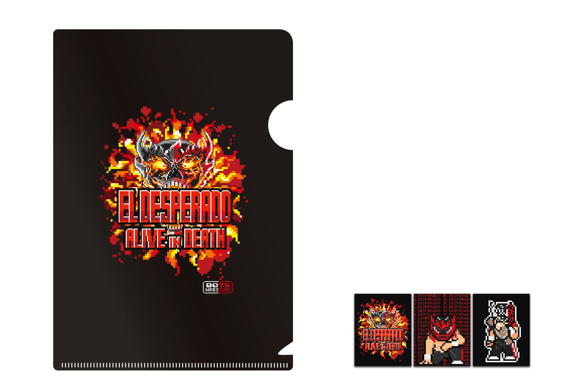 エル・デスペラード「dotswrestler」クリアファイル&ステッカー3枚1セット(ALIVE IN DEATH)