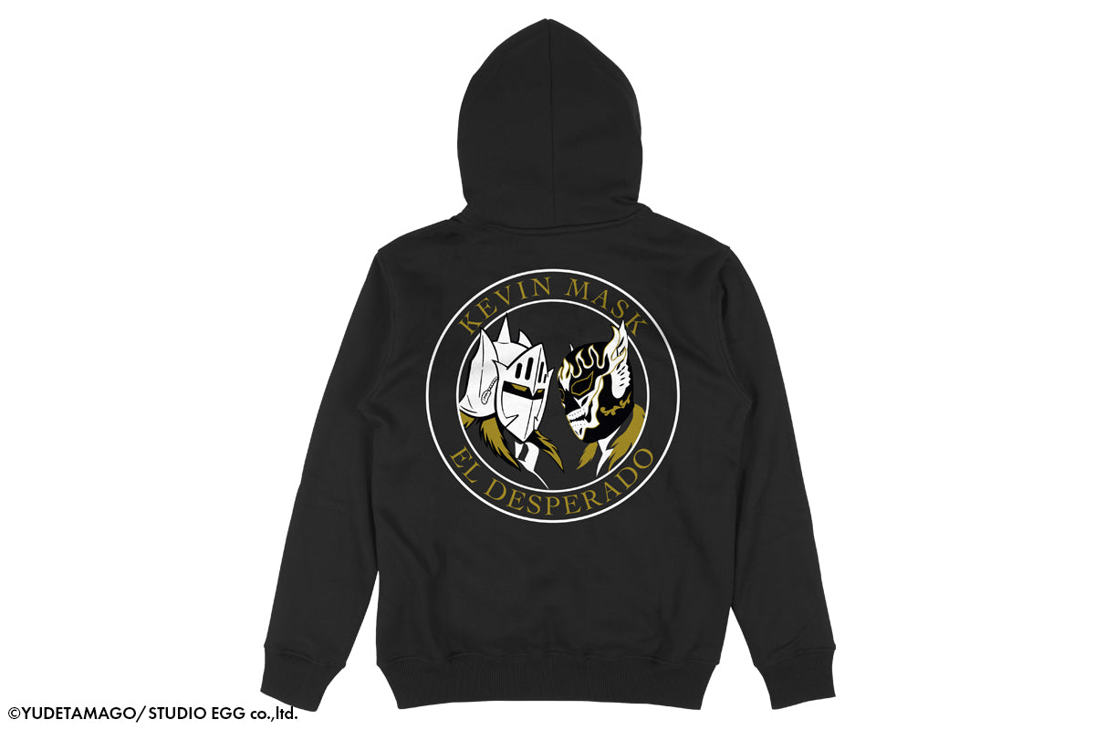 キン肉マンⅡ世コラボ エル・デスペラード&ケビンマスク プルオーバーパーカー(ブラック×ホワイト)