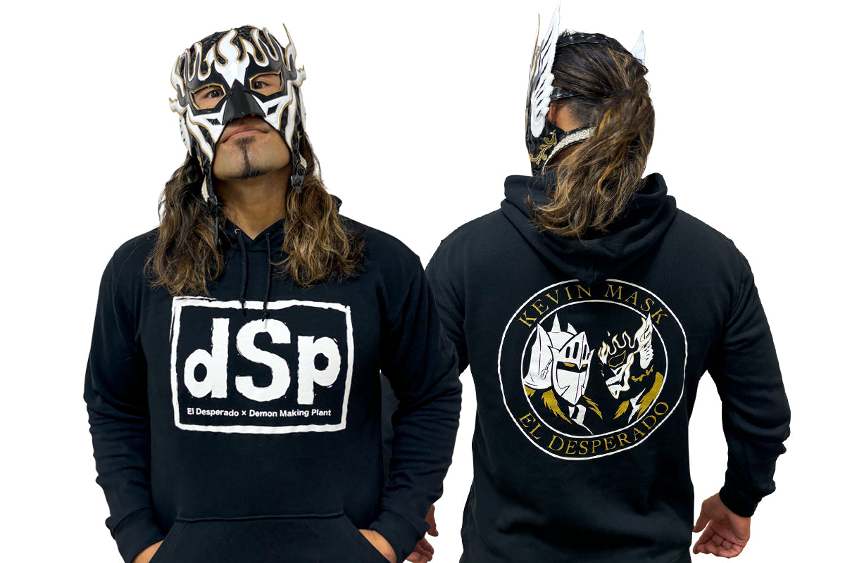 キン肉マンⅡ世コラボ エル・デスペラード&ケビンマスク プルオーバーパーカー(ブラック×ホワイト)