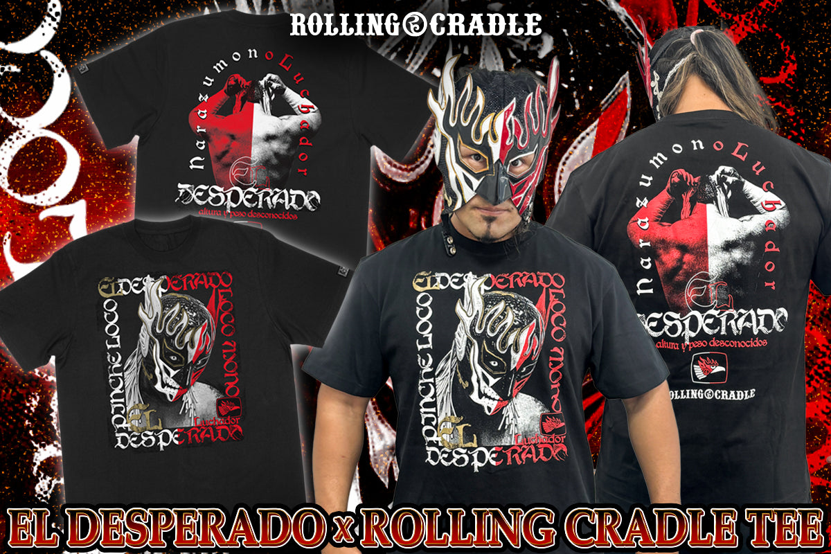 エル・デスペラード×ROLLING CRADLE コラボTシャツ(ブラック×ホワイト×レッド)