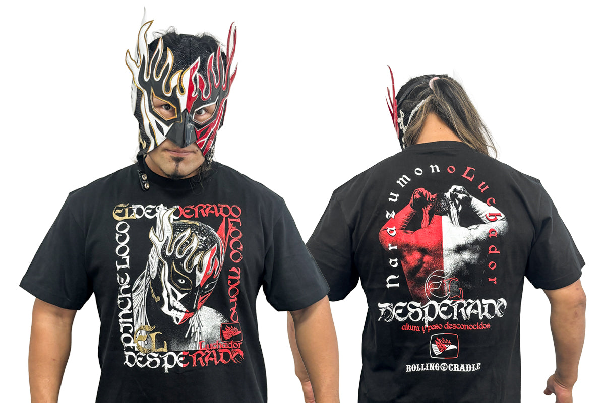 エル・デスペラード×ROLLING CRADLE コラボTシャツ(ブラック×ホワイト×レッド)