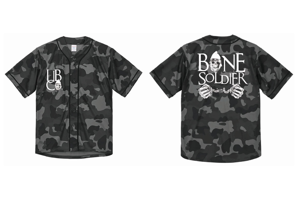 石森太二 カモフラベースボールシャツ(BONE SOLDIER)