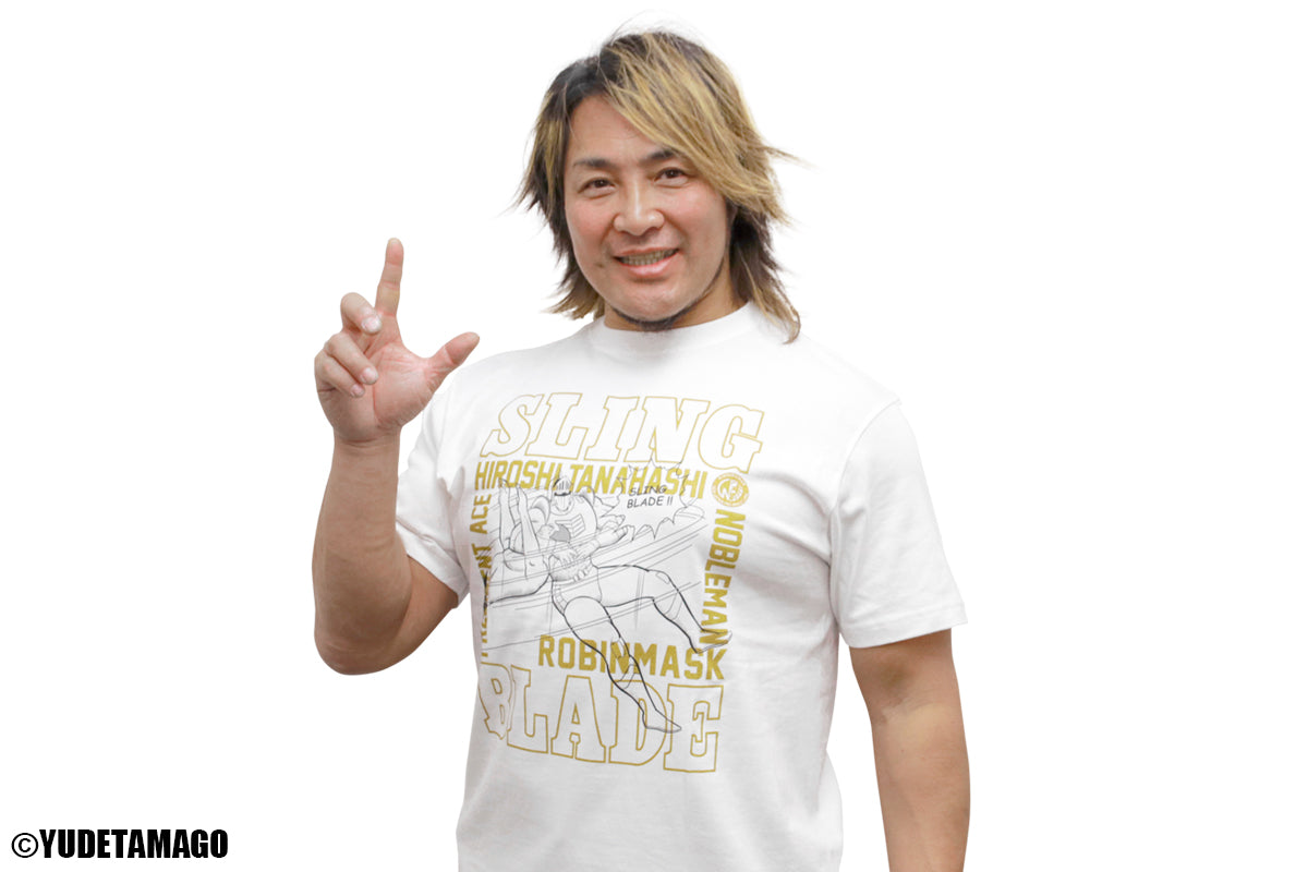 キン肉マンコラボ 棚橋弘至×ロビンマスク「SLING BLADE」Tシャツ(ホワイト)