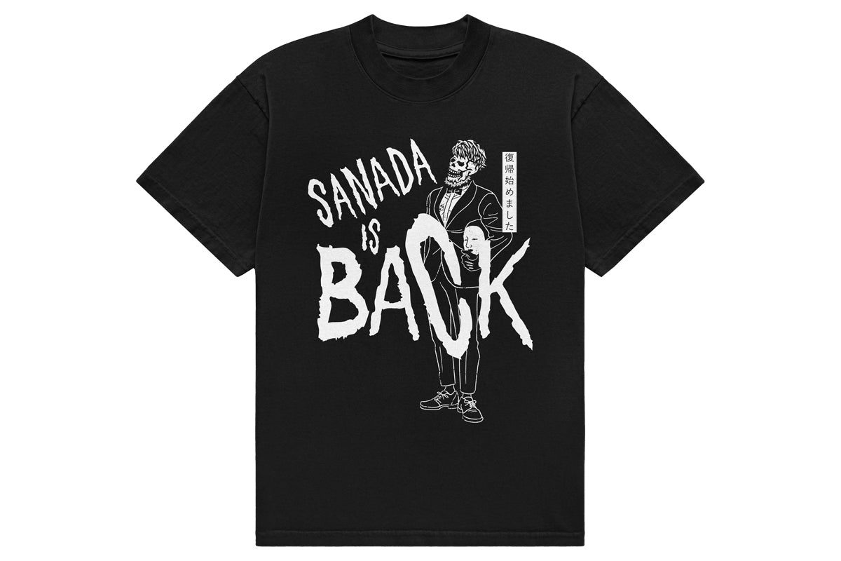 SANADA「SANADA IS BACK」Tシャツ(ブラック×ホワイト)