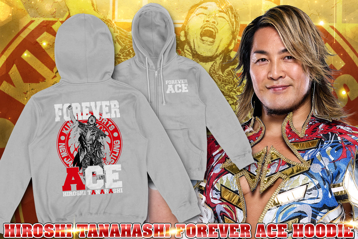 棚橋弘至「FOREVER ACE」ジップアップパーカー(ミックスグレー)