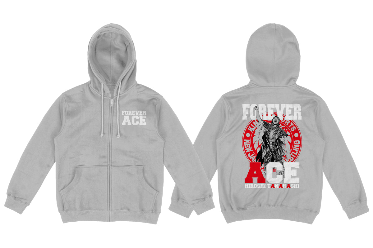 棚橋弘至「FOREVER ACE」ジップアップパーカー（ミックスグレー）