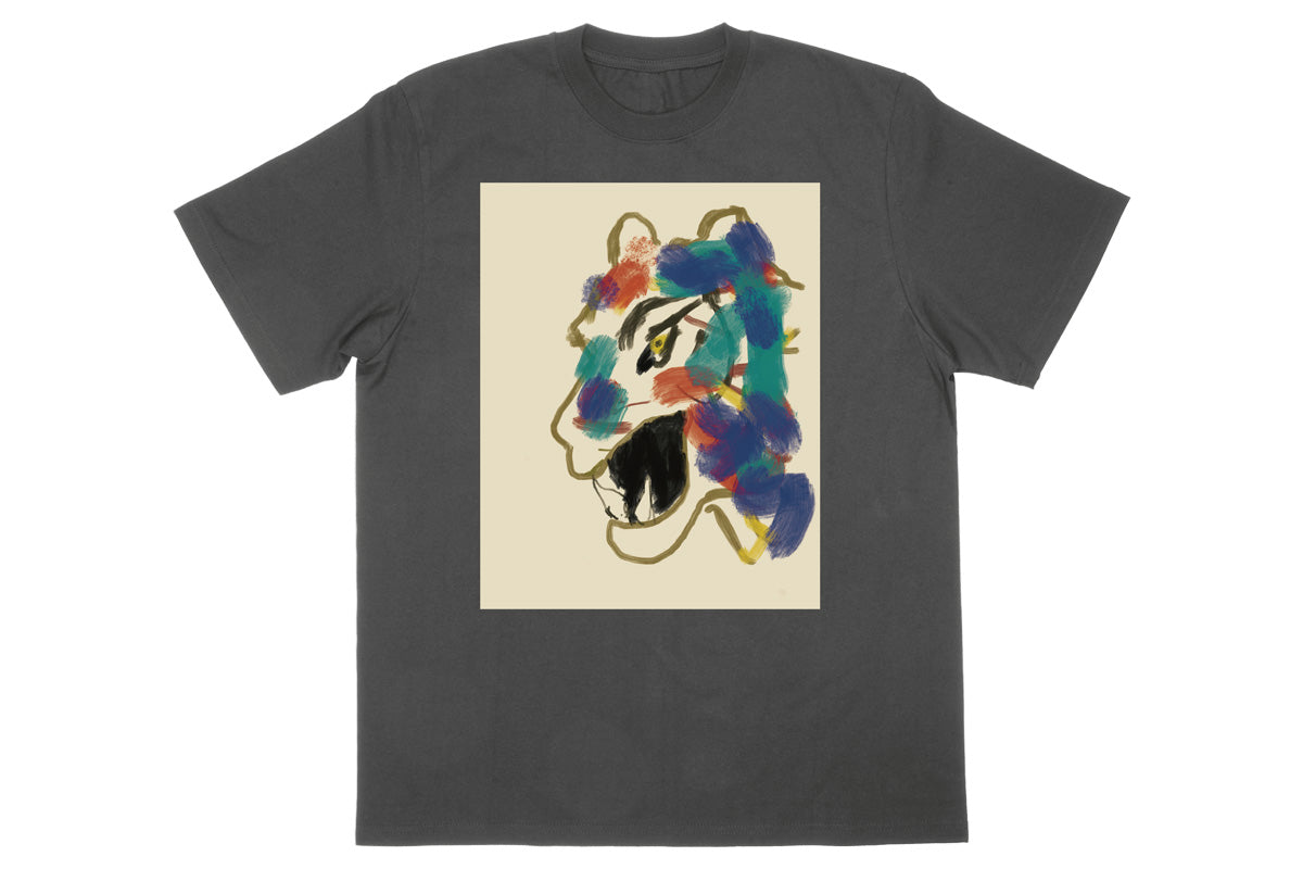 マスター・ワト 「JIYUUTONAKUTORAKA」Tシャツ(チャコールグレー)