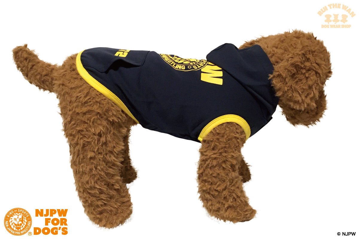 ドッグウェア パーカー(袖なし/ネイビー×イエロー)