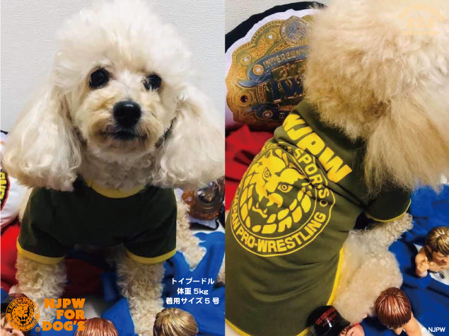 ドッグウェア カラーTシャツ(カーキ×イエロー)