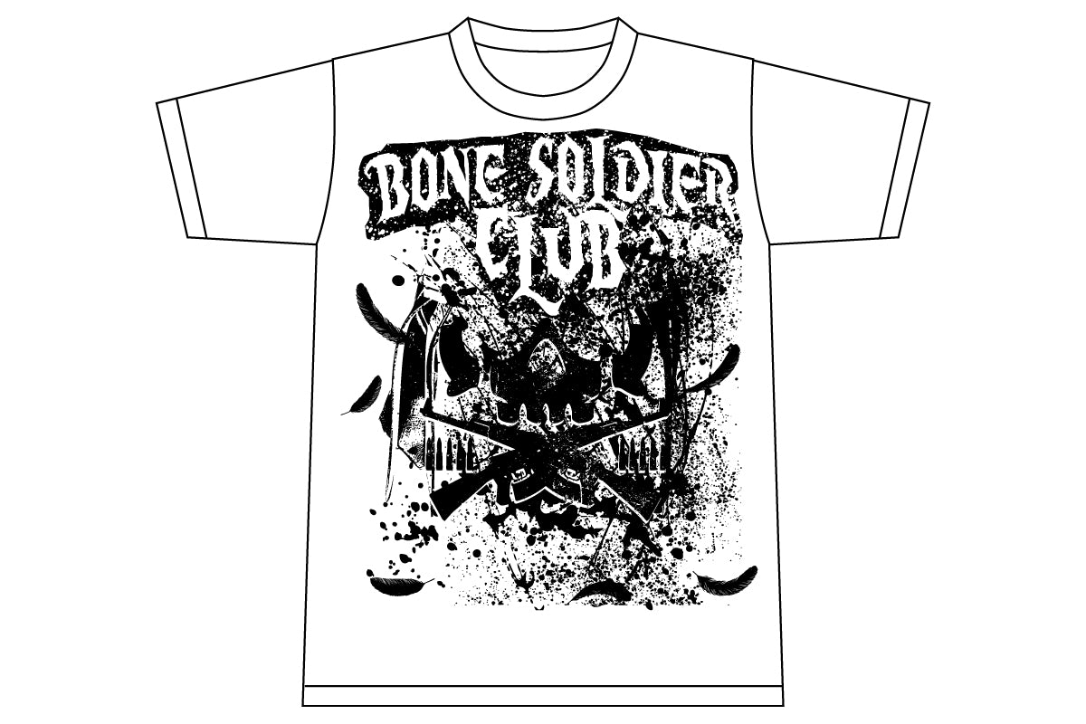石森太二「BONE SOLDIER CLUB」Tシャツ(2022/ホワイト×ブラック)