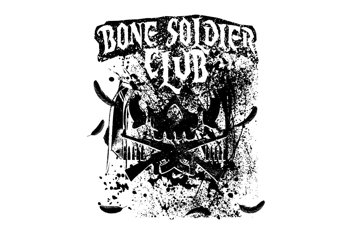 石森太二「BONE SOLDIER CLUB」Tシャツ(2022/ホワイト×ブラック)