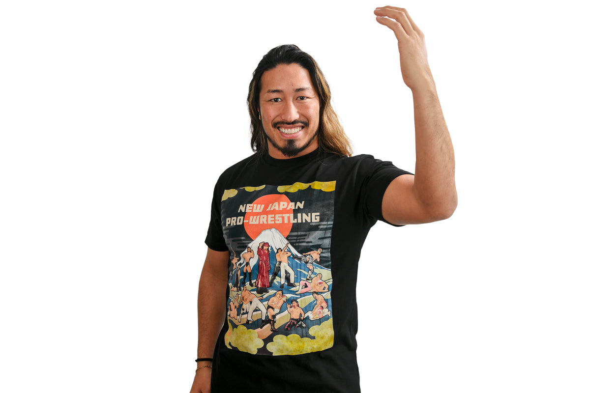 新日本プロレス Tシャツ 新日本プロレス×久米繊維 ライオンマークTシャツ ブラック×ゴールド XL
