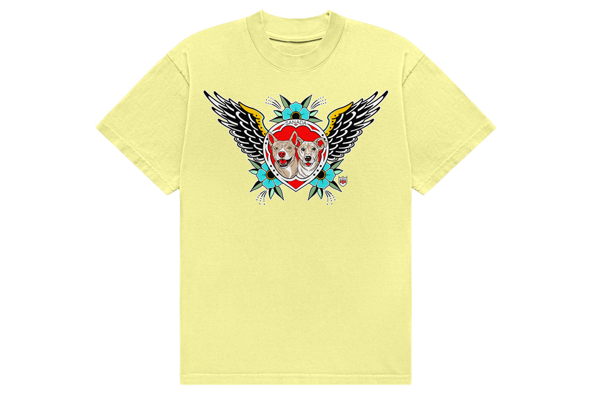 SANADA × TOKYO HIRO「ADOPT DON'T SHOP」TEE（2026・ライトイエロー）