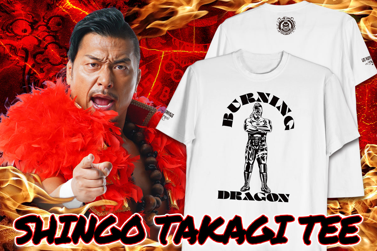 鷹木信悟「BURNING DRAGON」Tシャツ（ホワイト×ブラック）