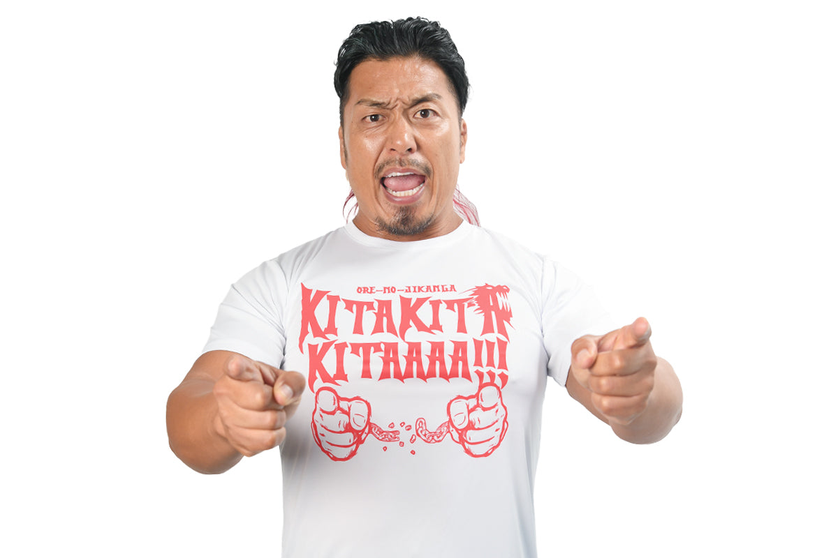 鷹木信悟「KITAKITAKITAAAA!!!」ドライTシャツ（ホワイト）