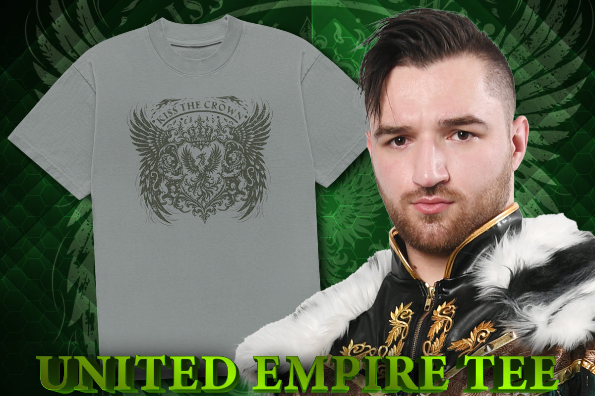 UNITED EMPIRE「KISS THE CROWN」Tシャツ（モスグレー）