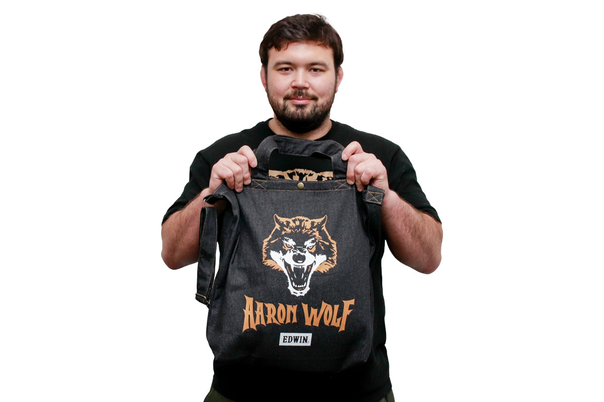 円*本様 【美品】ローンウルフLONEWOLF ワイヤーマン　箱付き ウルフアロン×EDWIN デニム2wayバッグ（BLACK）