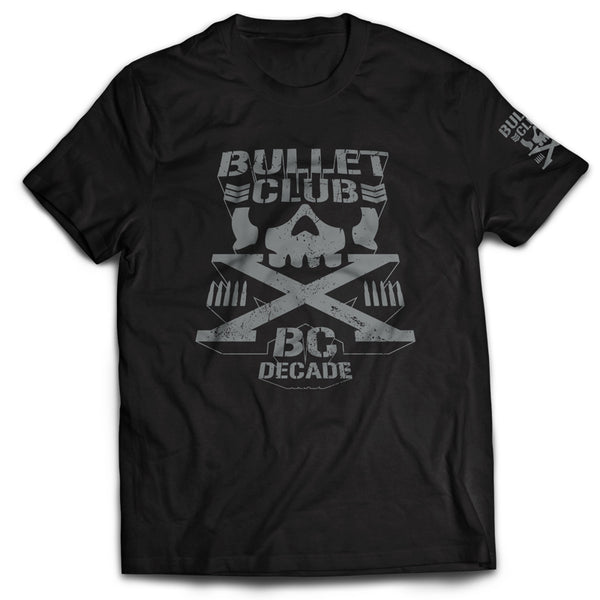 BULLET CLUB「BC DECADE」Tシャツ（ブラック×シルバー）