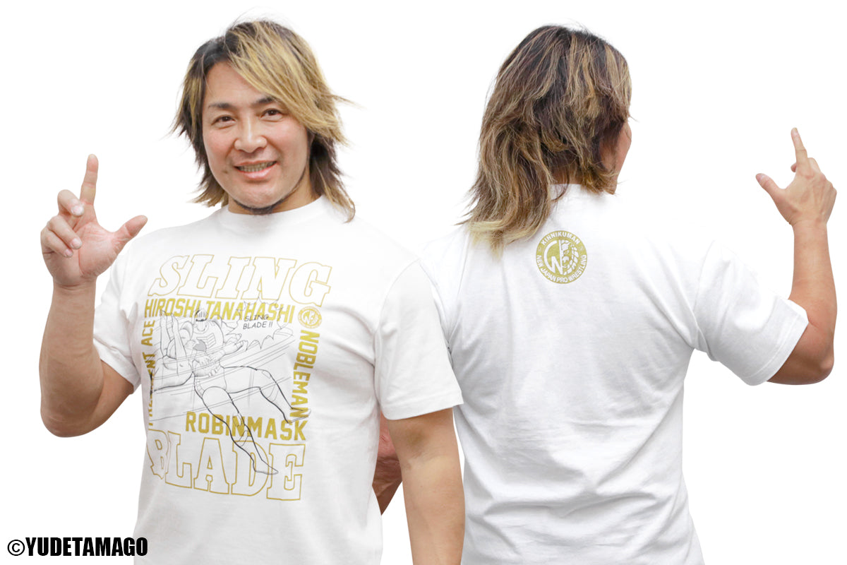 キン肉マンコラボ 棚橋弘至×ロビンマスク「SLING BLADE」Tシャツ（ホワイト）