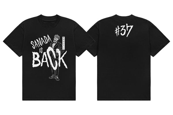 SANADA「SANADA IS BACK」Tシャツ（ブラック×ホワイト）