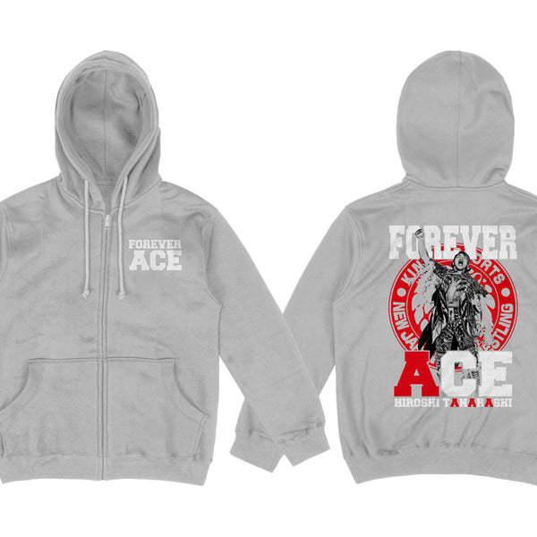 棚橋弘至「FOREVER ACE」ジップアップパーカー（ミックスグレー）
