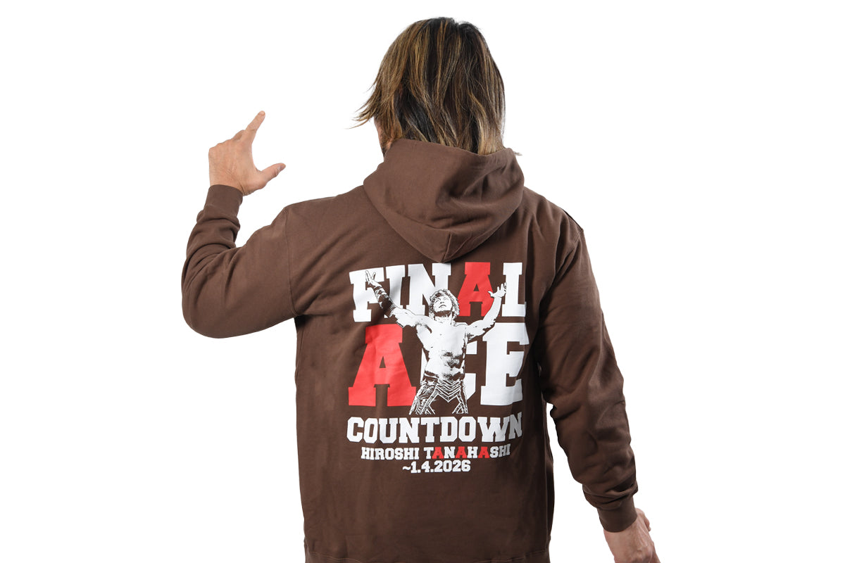 棚橋弘至「FINAL ACE COUNTDOWN」プルオーバーパーカー（ダークブラウン）