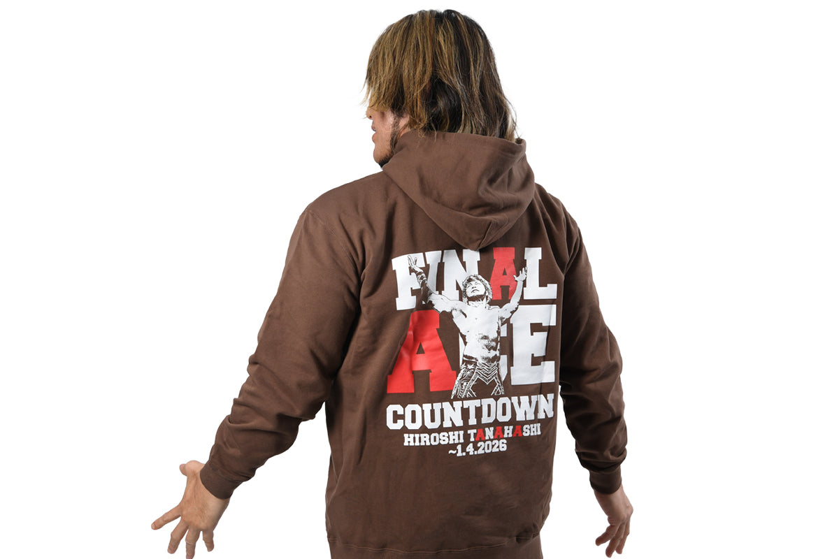 棚橋弘至「FINAL ACE COUNTDOWN」プルオーバーパーカー（ダークブラウン）