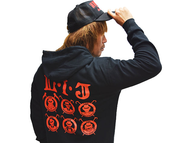 L・I・J×AGUILA パーカー（ブラック×レッド）