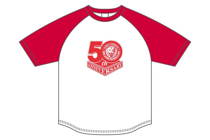 新日本プロレス50周年 ラグランTシャツ（レッド）